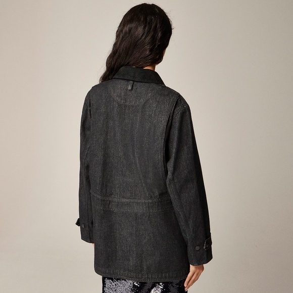 BNWT NEW J.Crew Denim Barn Chore Jacket Coat Washed Black made MEDIUM well! - Picture 4 of 4